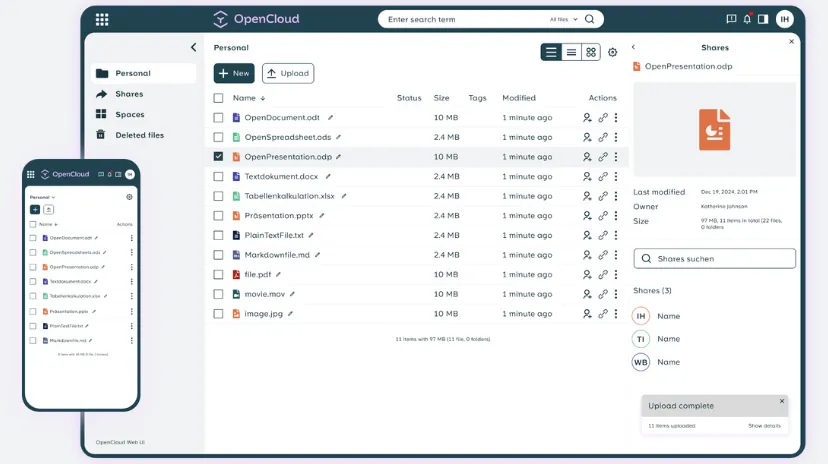 OpenCloud landing page